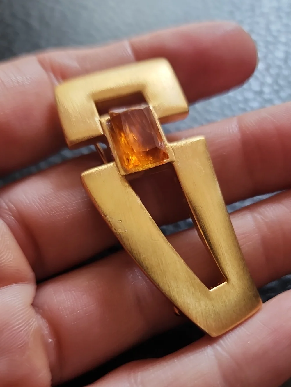 Gold-Tone Anne Klein Brooch with Amber Accent
